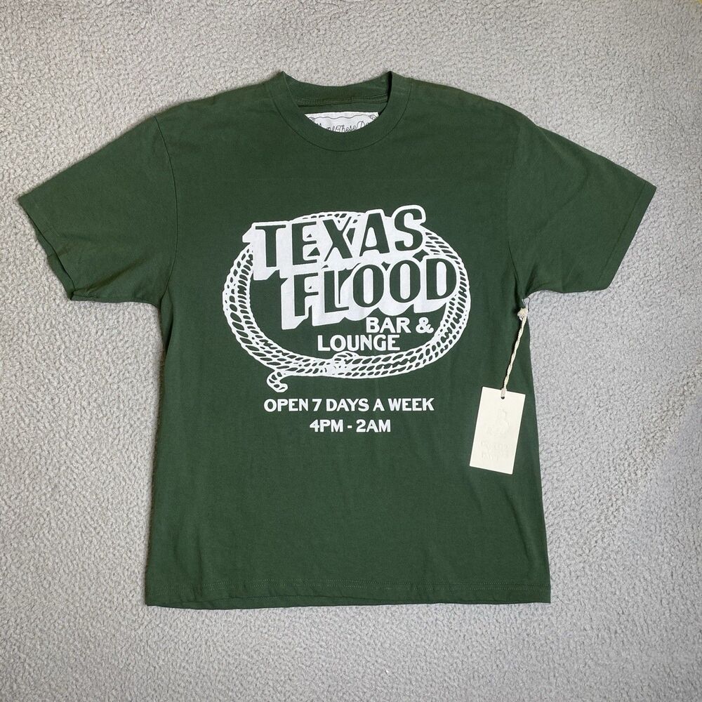One Of These Days Shirt Men Medium Texas Flood Bar Lounge Green Streetwear NWT